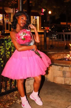 JazzHer Ball Gown th Birthday Outfit Hoco Dress Pink Short Tulle Ruffles Homecoming Dresses (PRE-ORDER)