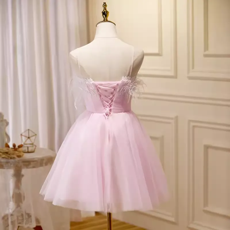 JazzHer Elegant Ball Gown Spaghetti Straps Party Dress Pink Homecoming Dresses (PRE-ORDER)