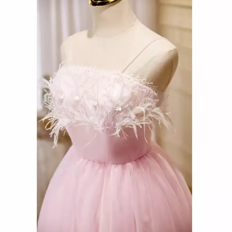 JazzHer Elegant Ball Gown Spaghetti Straps Party Dress Pink Homecoming Dresses (PRE-ORDER)