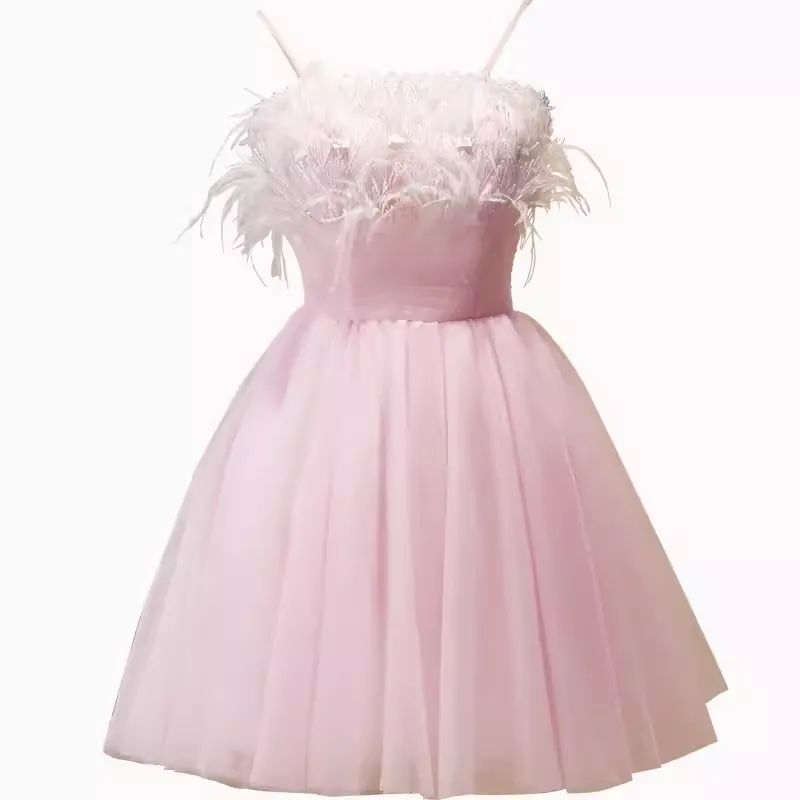 JazzHer Elegant Ball Gown Spaghetti Straps Party Dress Pink Homecoming Dresses (PRE-ORDER)