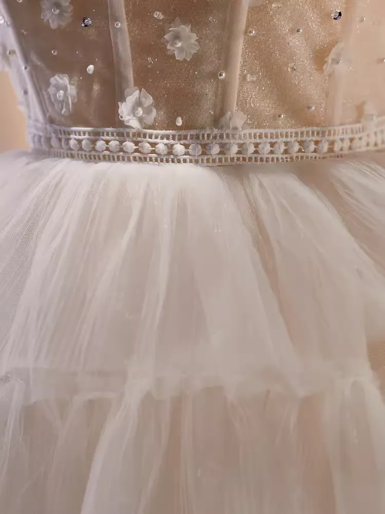 JazzHer Elegant Ball Gown Strapless Tulle Party Dress White Homecoming Dresses (PRE-ORDER)