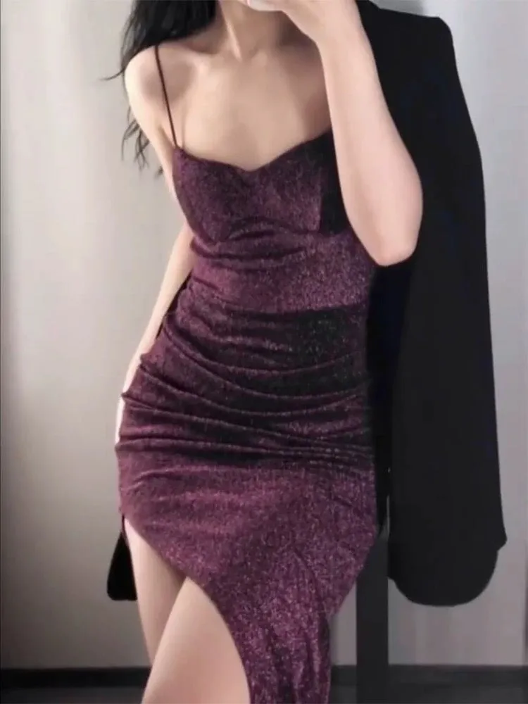 JazzHer Gorgeous Mermaid Spaghetti Straps Grape Sequin Evening Dress Prom Dresses Birthday Outfits (PRE-ORDER)