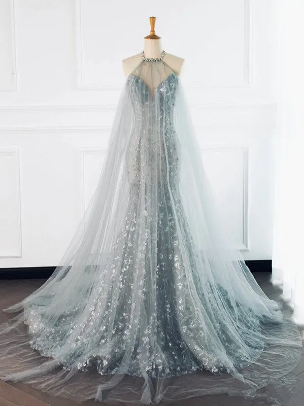 JazzHer Pretty Mermaid High Neckline Sequin Long Prom Dresses Party Gown Evening Dress (PRE-ORDER)