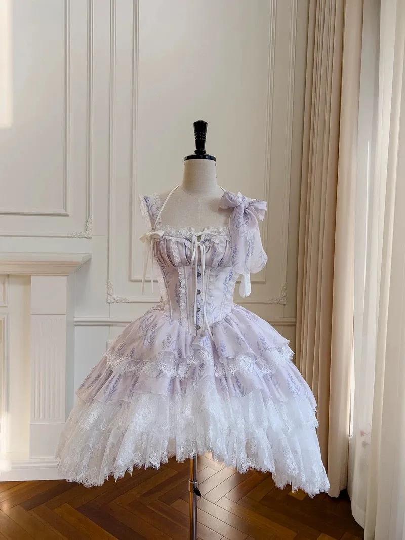 JazzHer Sexy Ball Gown Spaghetti Straps Lilac Flowers Homecoming Dresses Birthday Outfits (PRE-ORDER)