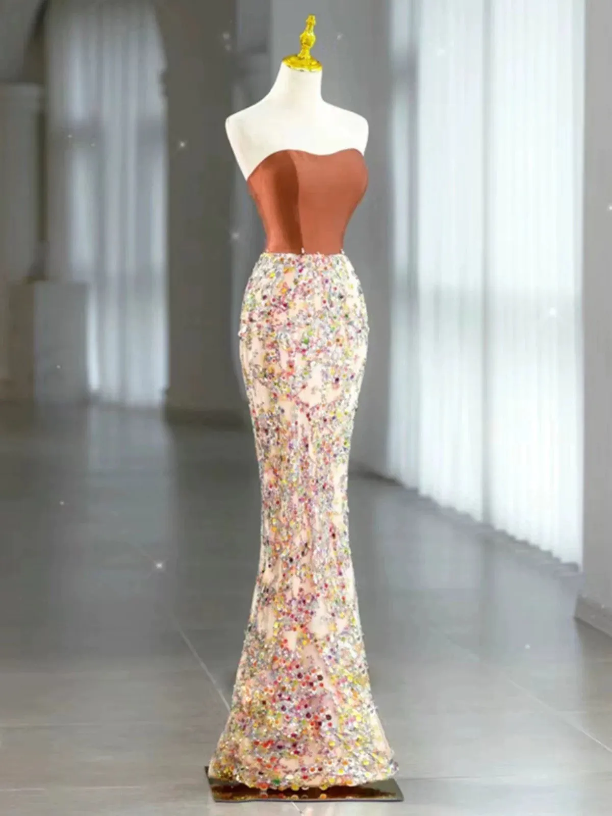 JazzHer Sexy Mermaid Sweetheart Satin Evening Dress Long Prom Dresses Party Dress With Bow (PRE-ORDER)