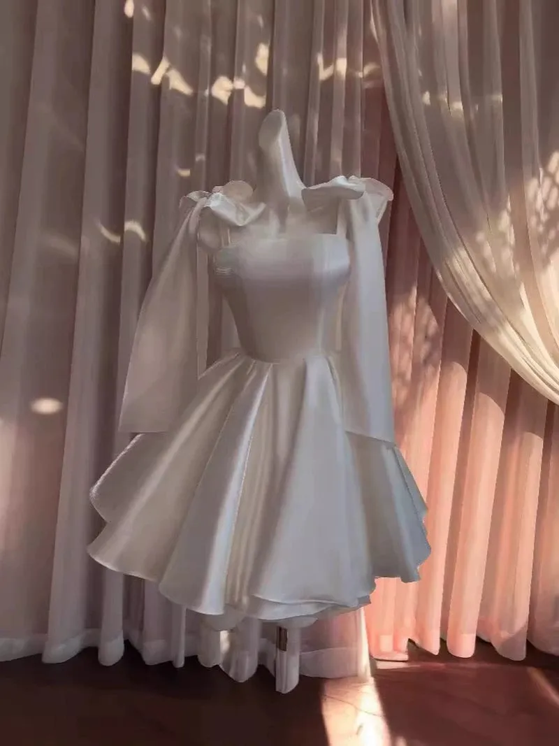 JazzHer Simple Ball Gown Straps White Homecoming Dresses th Birthday Outfits Party Dress (PRE-ORDER)