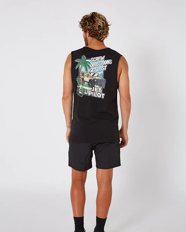 Jetpilot Get Lost Mens Muscle Tee - Black