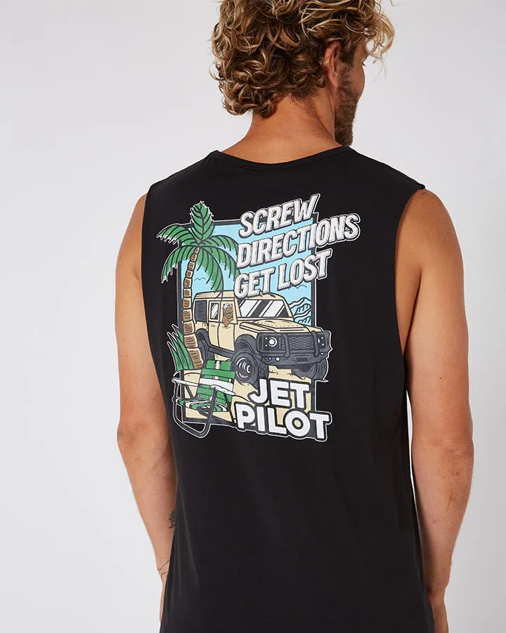 Jetpilot Get Lost Mens Muscle Tee - Black