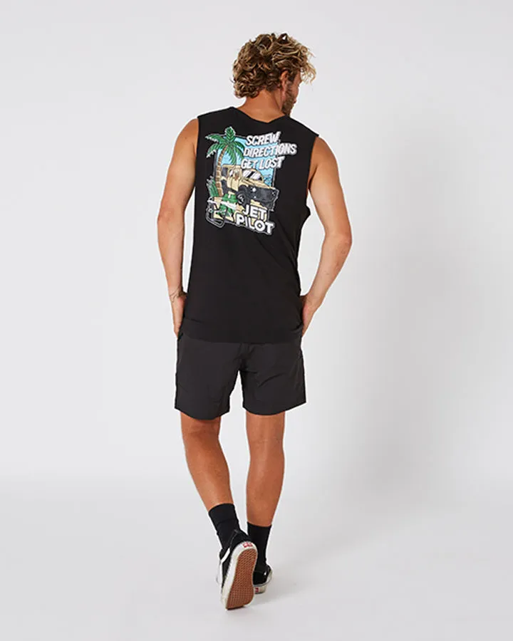 Jetpilot Get Lost Mens Muscle Tee - Black