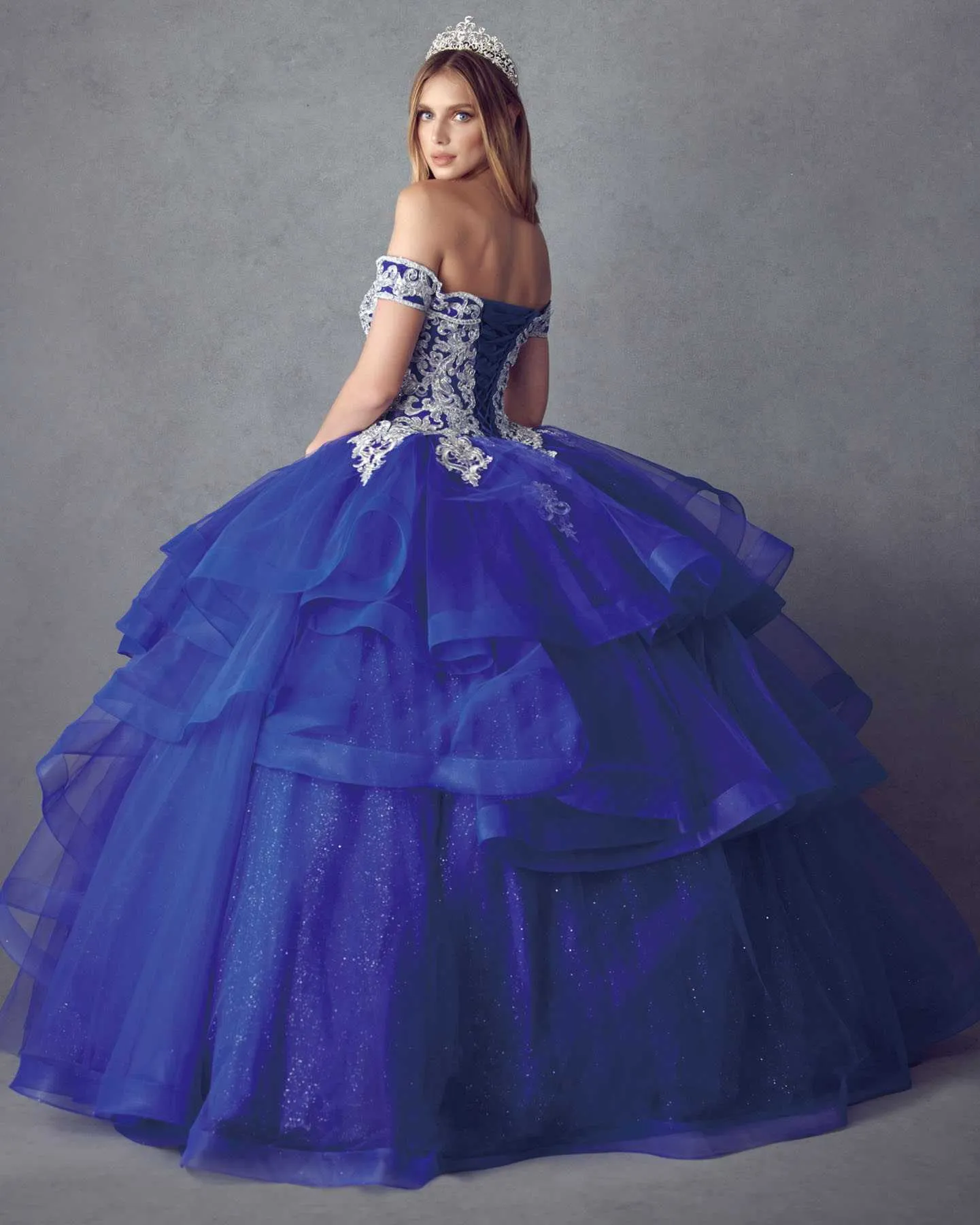 Juliet 1432 Dress Quinceanera Ball Gown Metallic Embroidery Glitter Tulle