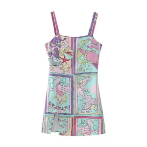 Karina - Mermaid Print Mini Dress