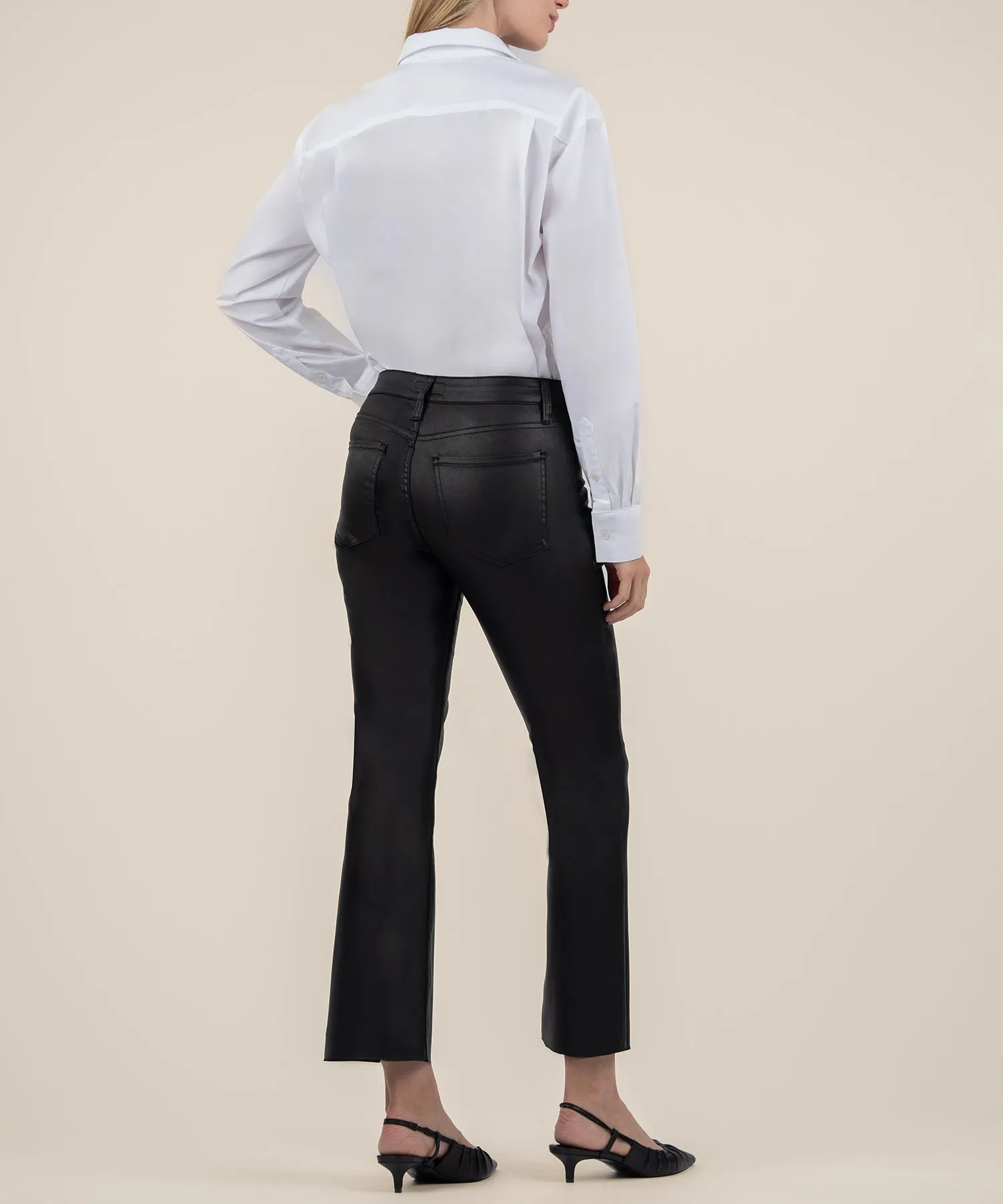 Kelsey Coated High Rise Ankle Flare - Black - SALE