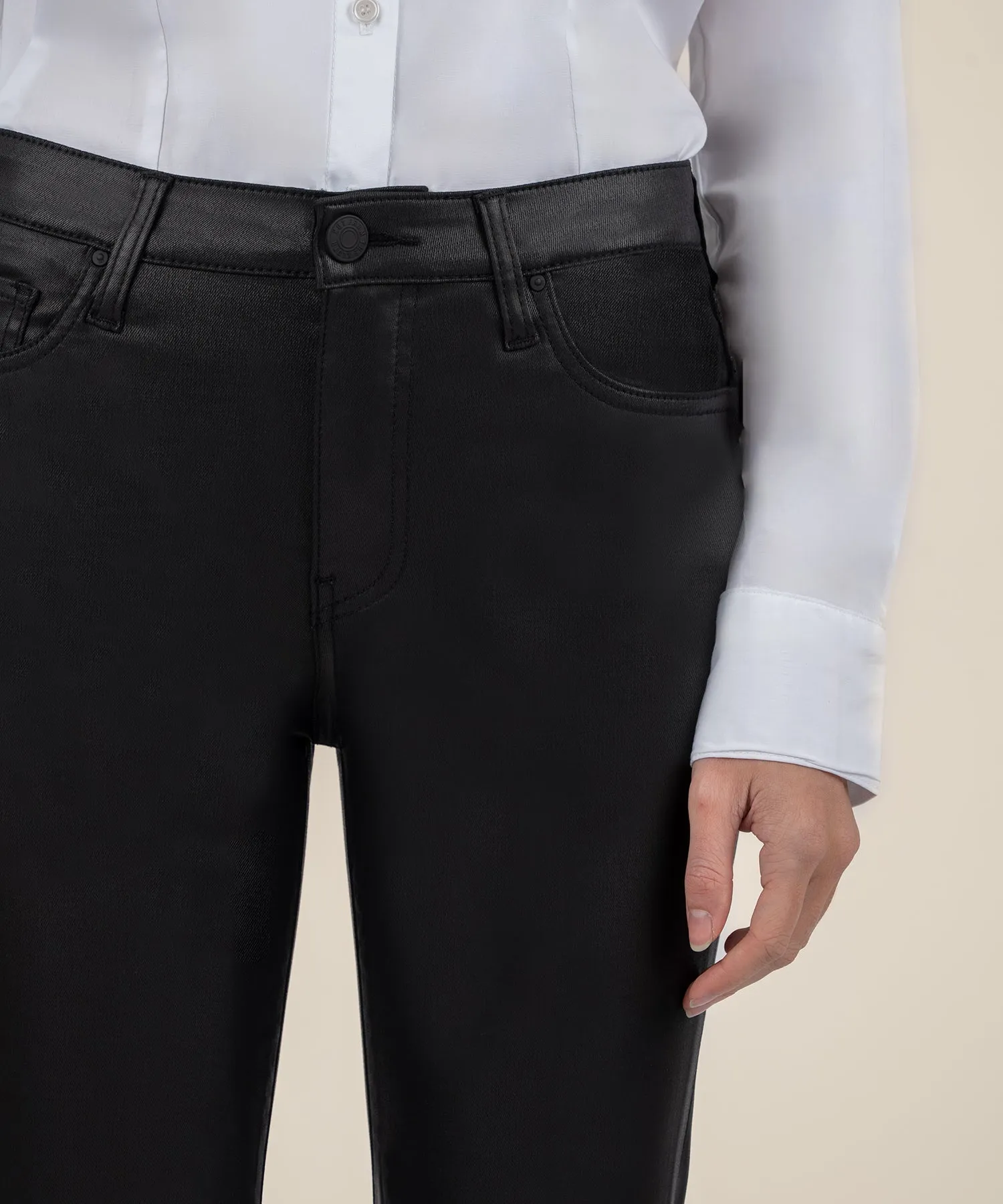 Kelsey Coated High Rise Ankle Flare - Black - SALE