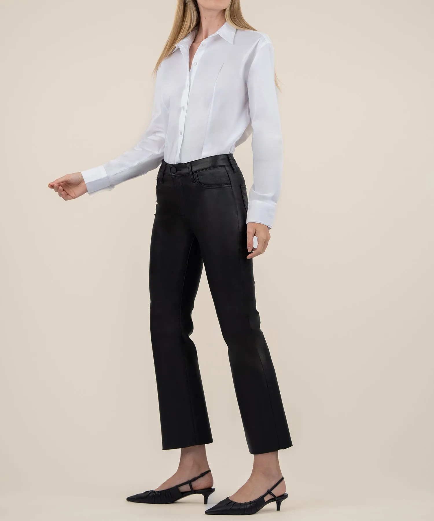 Kelsey Coated High Rise Ankle Flare - Black - SALE