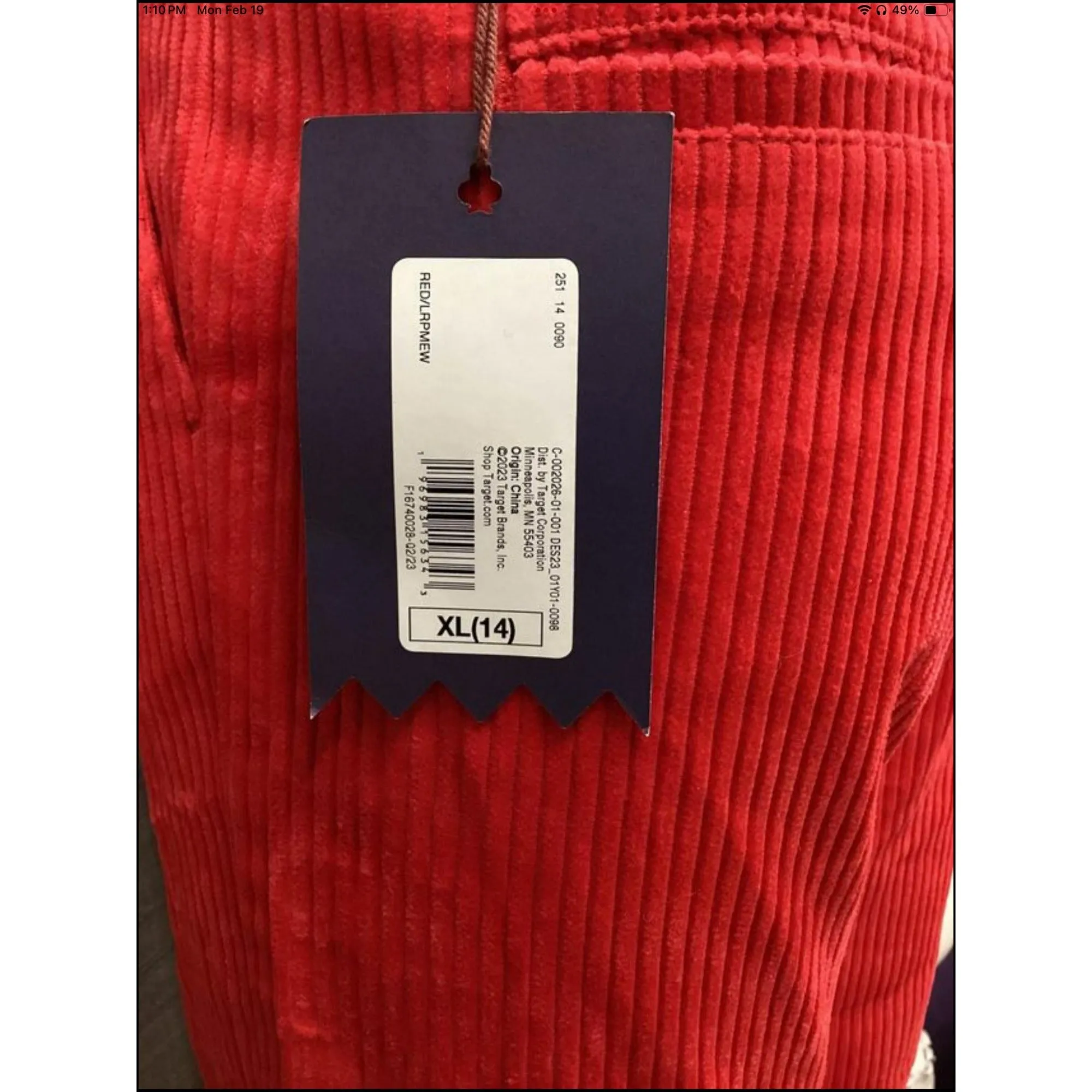 Kid Girl Red Corduroy pants