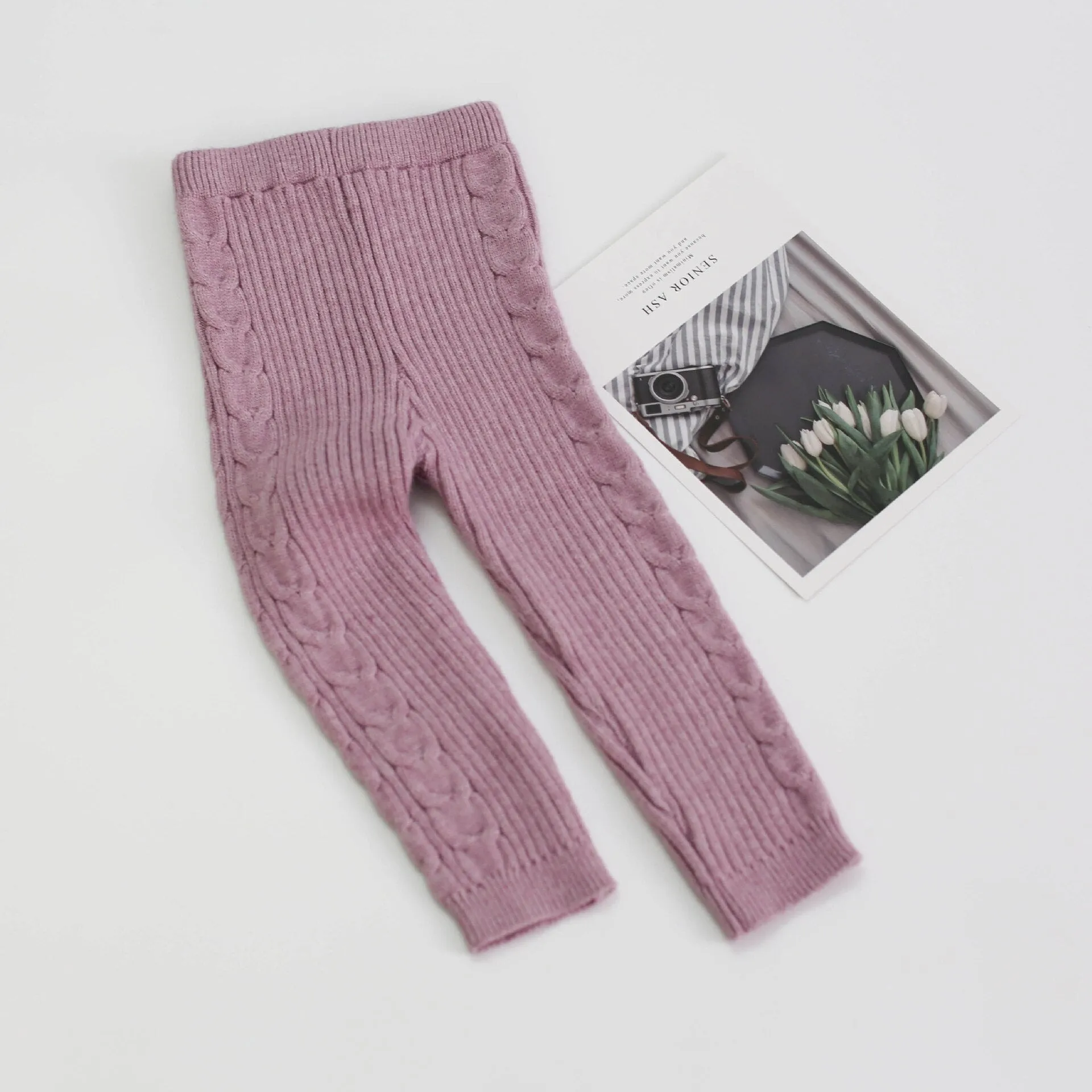Knitted Baby Boys Girls Clothing Set, Sweater   Pants - Purple