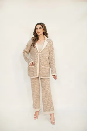 Layla Beige & White Knit Suit