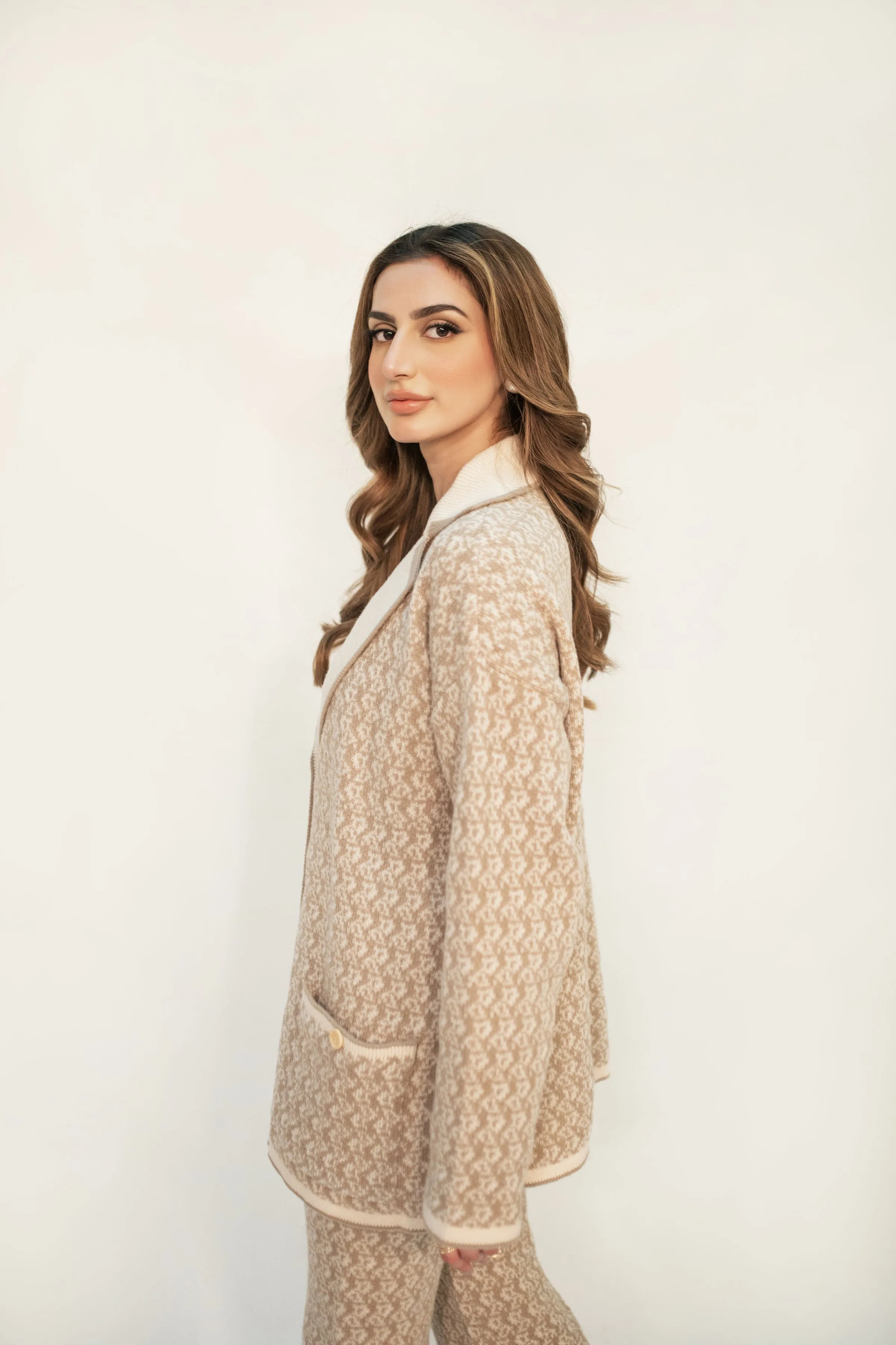 Layla Beige & White Knit Suit