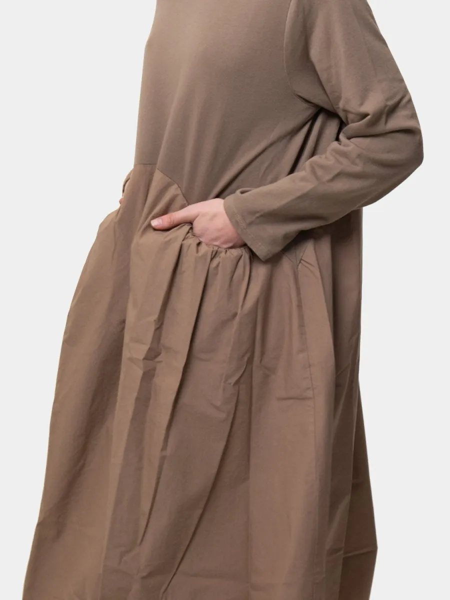 Long Sleeve Cotton Midi Poplin Dress