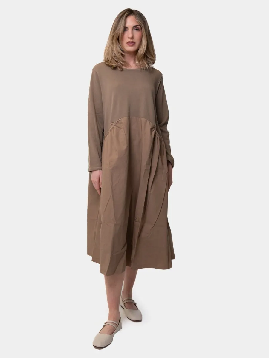 Long Sleeve Cotton Midi Poplin Dress