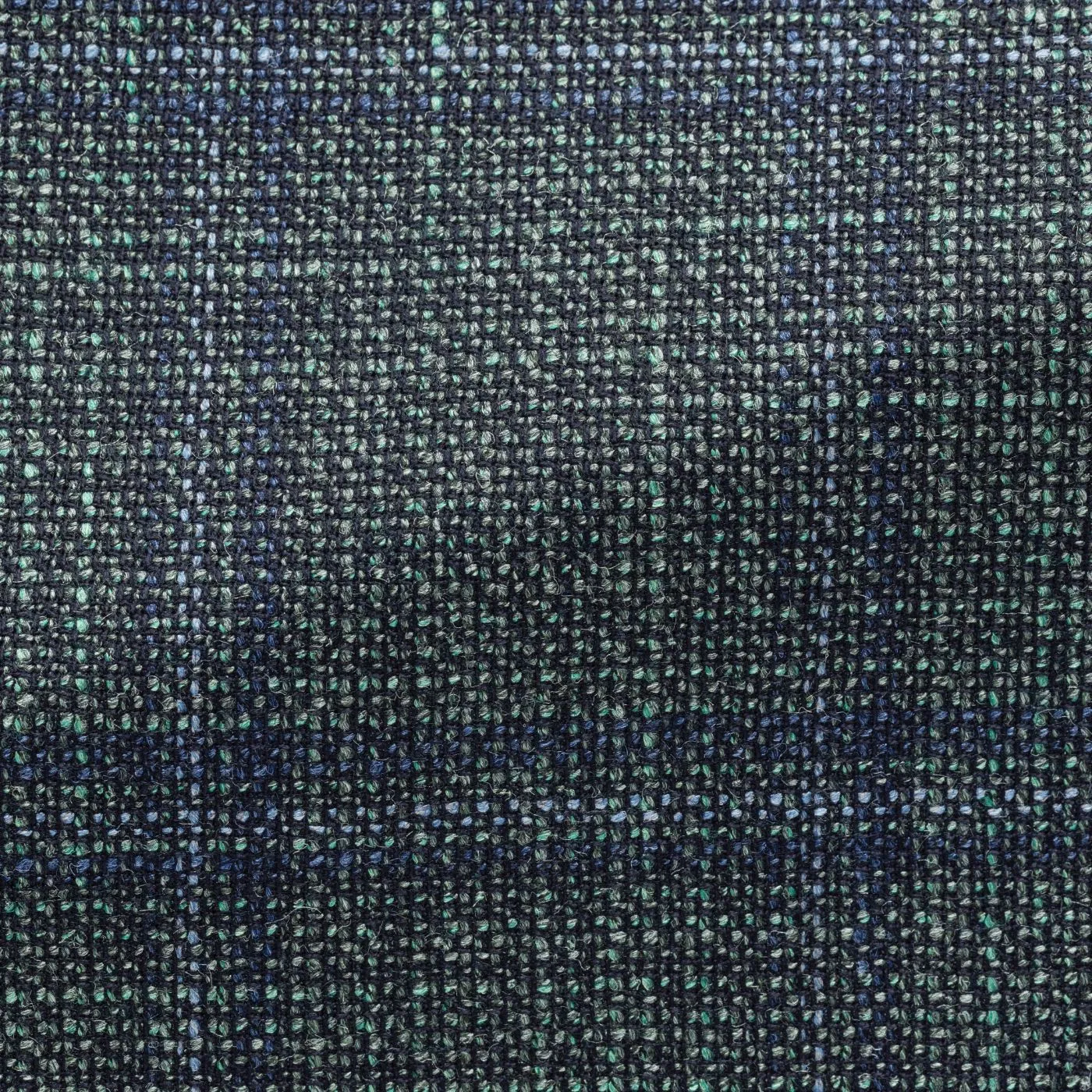 Loro Piana Silk Air Sage Green Merino Wool & Silk Basketweave with Blue Check