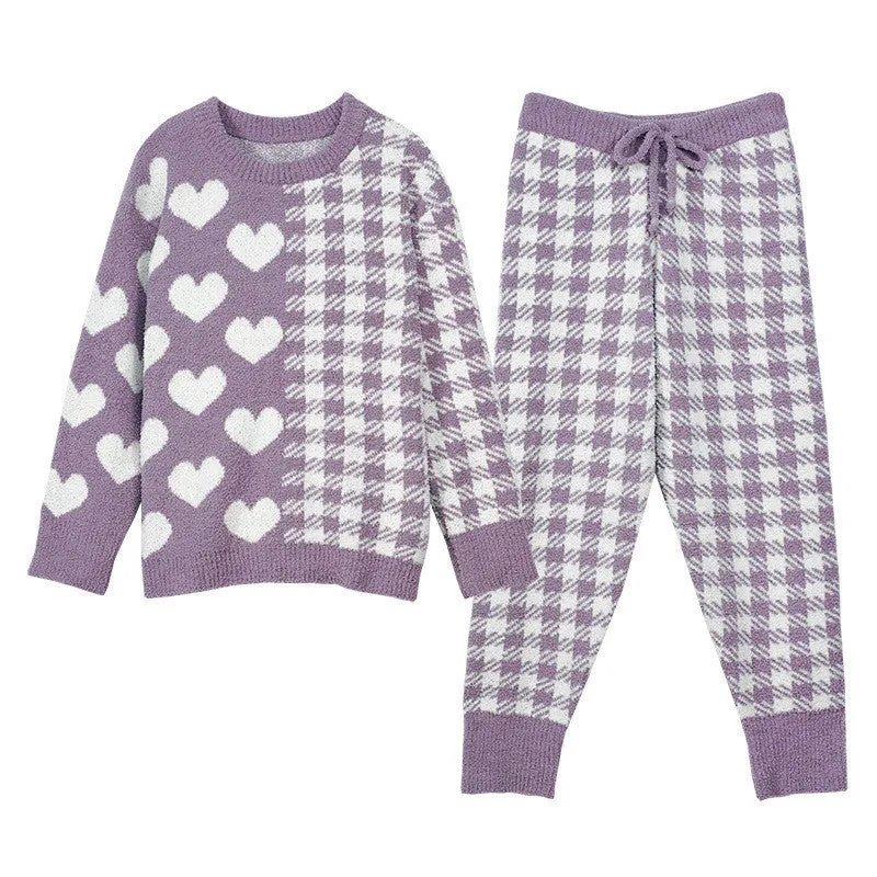 LOVE WOOLEN KNITTED HOME WEAR TWO PIECE PAJAMAS UB3205