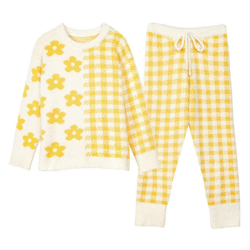 LOVE WOOLEN KNITTED HOME WEAR TWO PIECE PAJAMAS UB3205