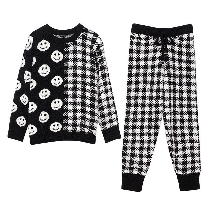 LOVE WOOLEN KNITTED HOME WEAR TWO PIECE PAJAMAS UB3205