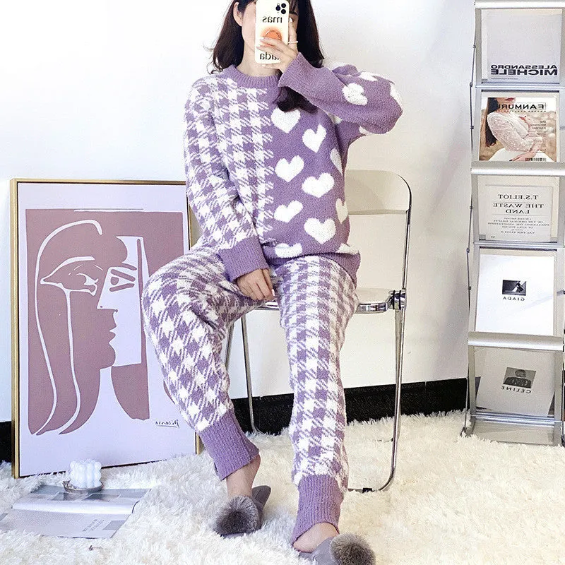 LOVE WOOLEN KNITTED HOME WEAR TWO PIECE PAJAMAS UB3205