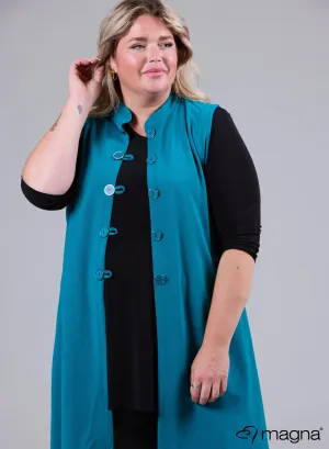 Magna Button Gilet Petrol Blue
