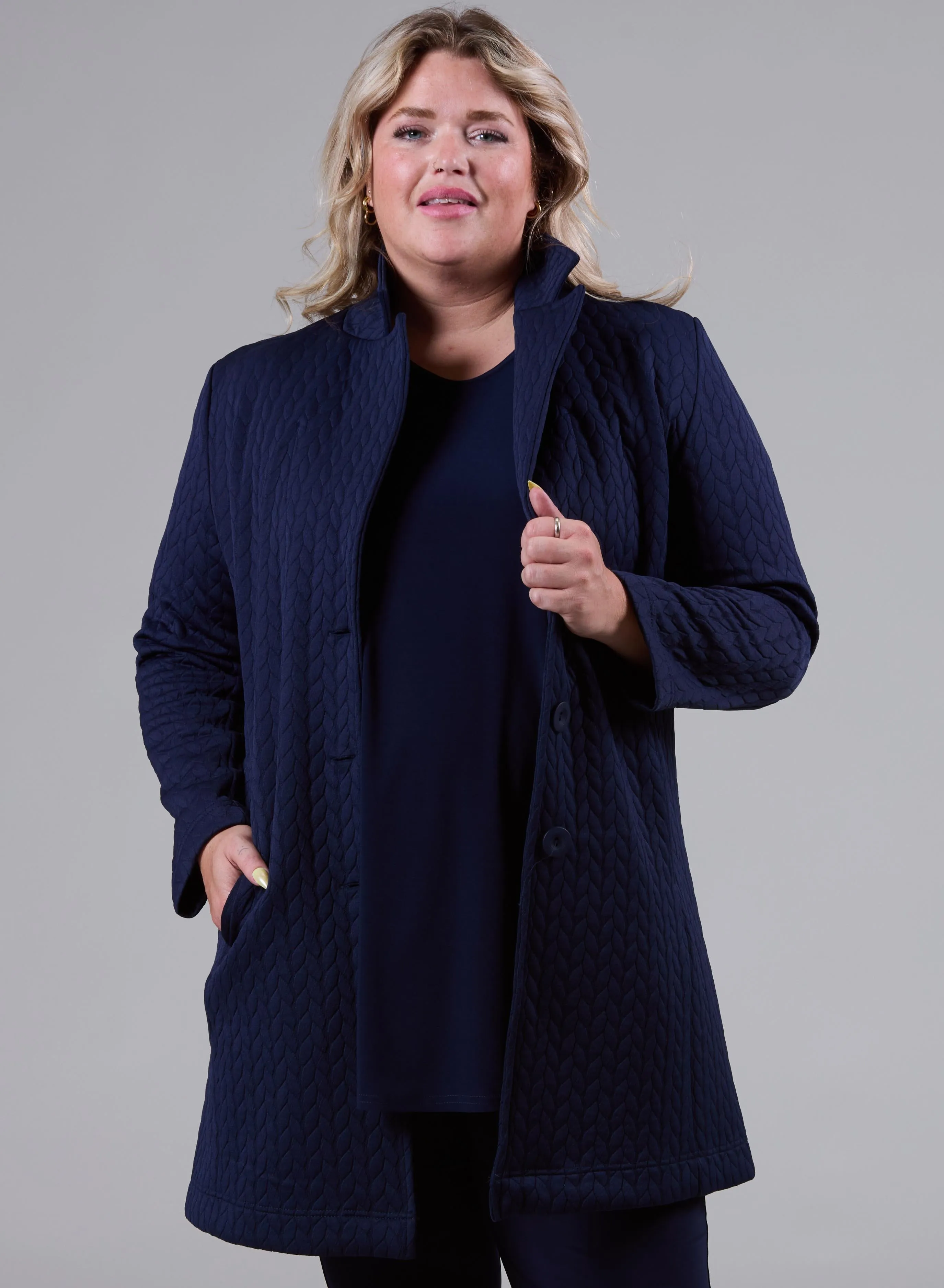 Magna Jacquard Blazer Blocks Design Navy