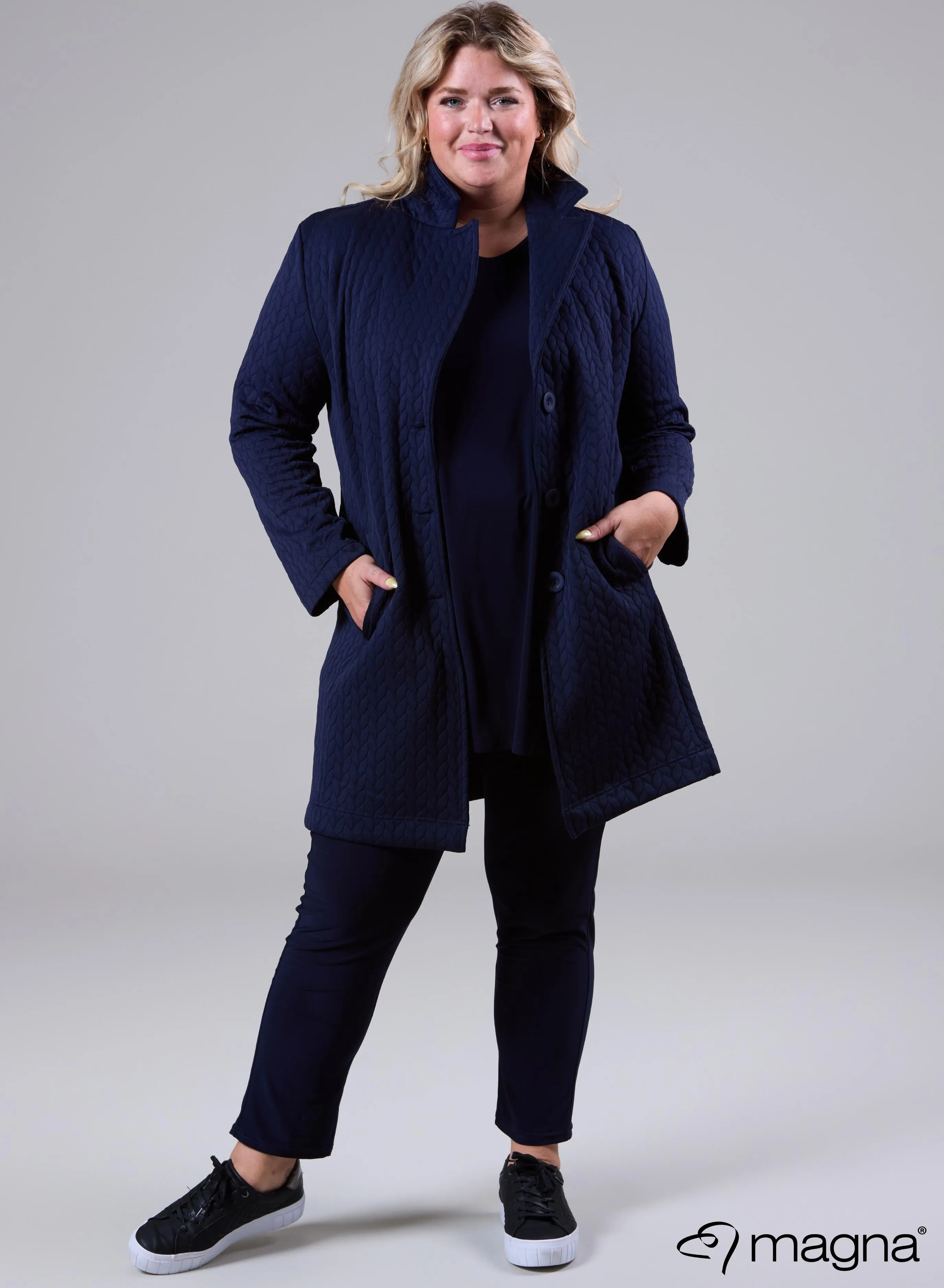 Magna Jacquard Blazer Blocks Design Navy