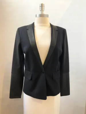 Maje Wool With Leather Trim Blazer Size Xs