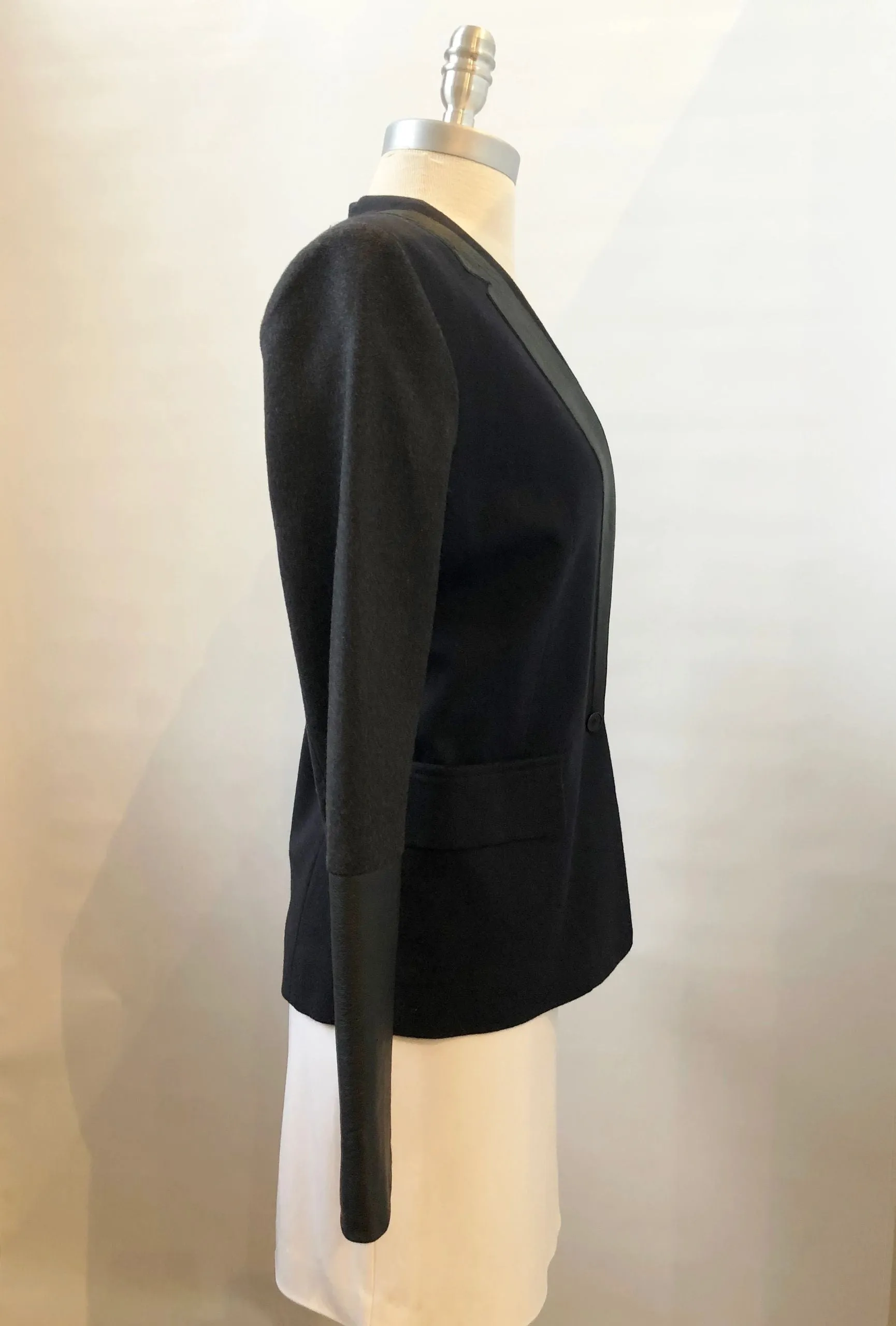 Maje Wool With Leather Trim Blazer Size Xs