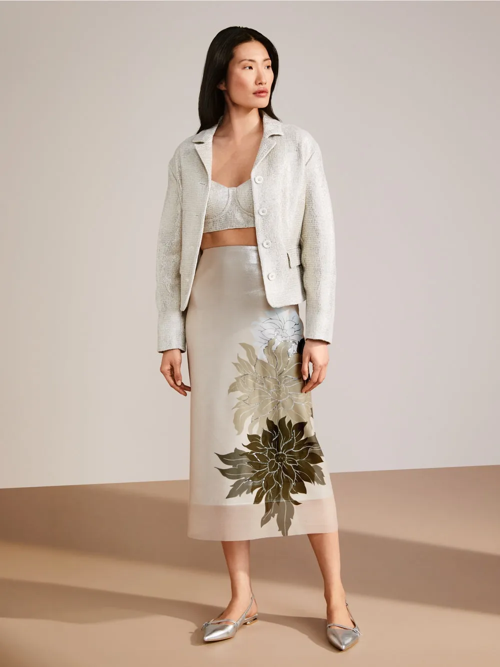 Marc Cain Deep Pearl Pencil skirt with floral pattern