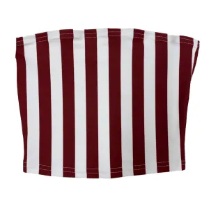Maroon & White Striped Tube Top