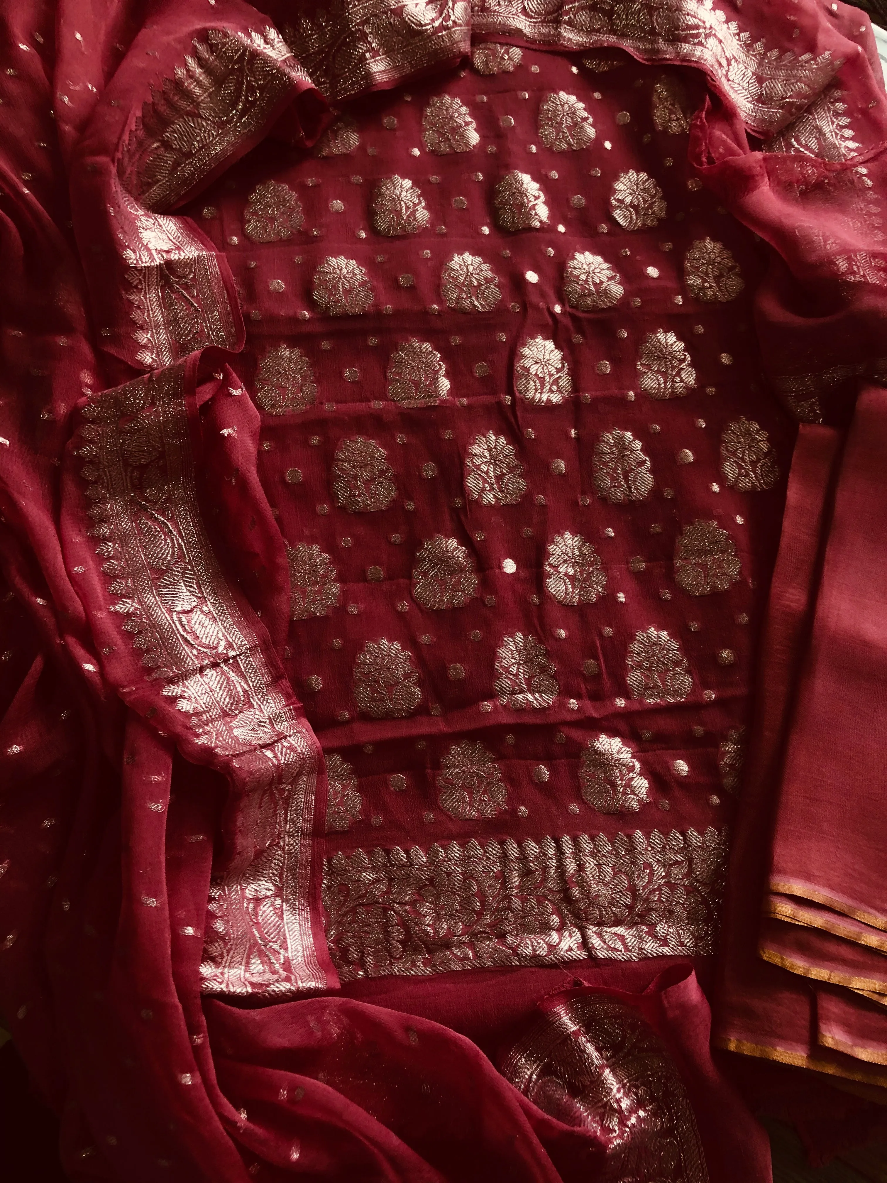 Maroon Wine Banarasi Khaddi Salwar Suit