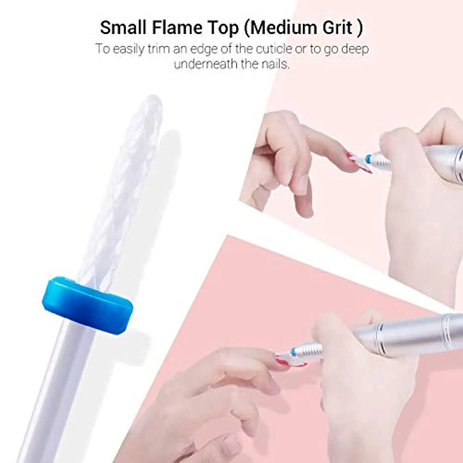 MelodySusie Ceramic Nail Drill Bits Set, 3/32'' (2.35mm) Professional Acrylic Nail File Drill Bit for Manicure Pedicure Cuticle Gel Nail Polishing with Acrylic Nail Clippers
