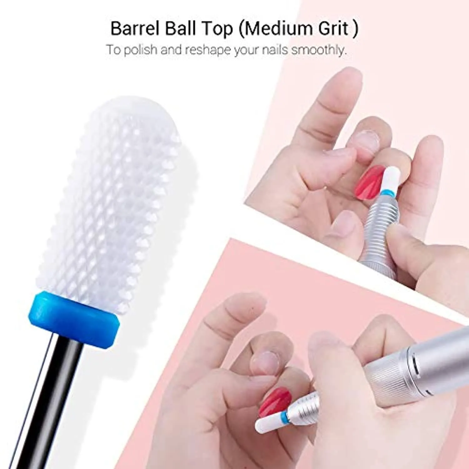 MelodySusie Ceramic Nail Drill Bits Set, 3/32'' (2.35mm) Professional Acrylic Nail File Drill Bit for Manicure Pedicure Cuticle Gel Nail Polishing with Acrylic Nail Clippers