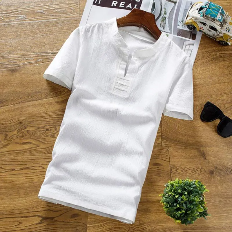 Men Shorts Suit Summer Fashion Casual Cotton Linen Short Sleeve Tracksuit