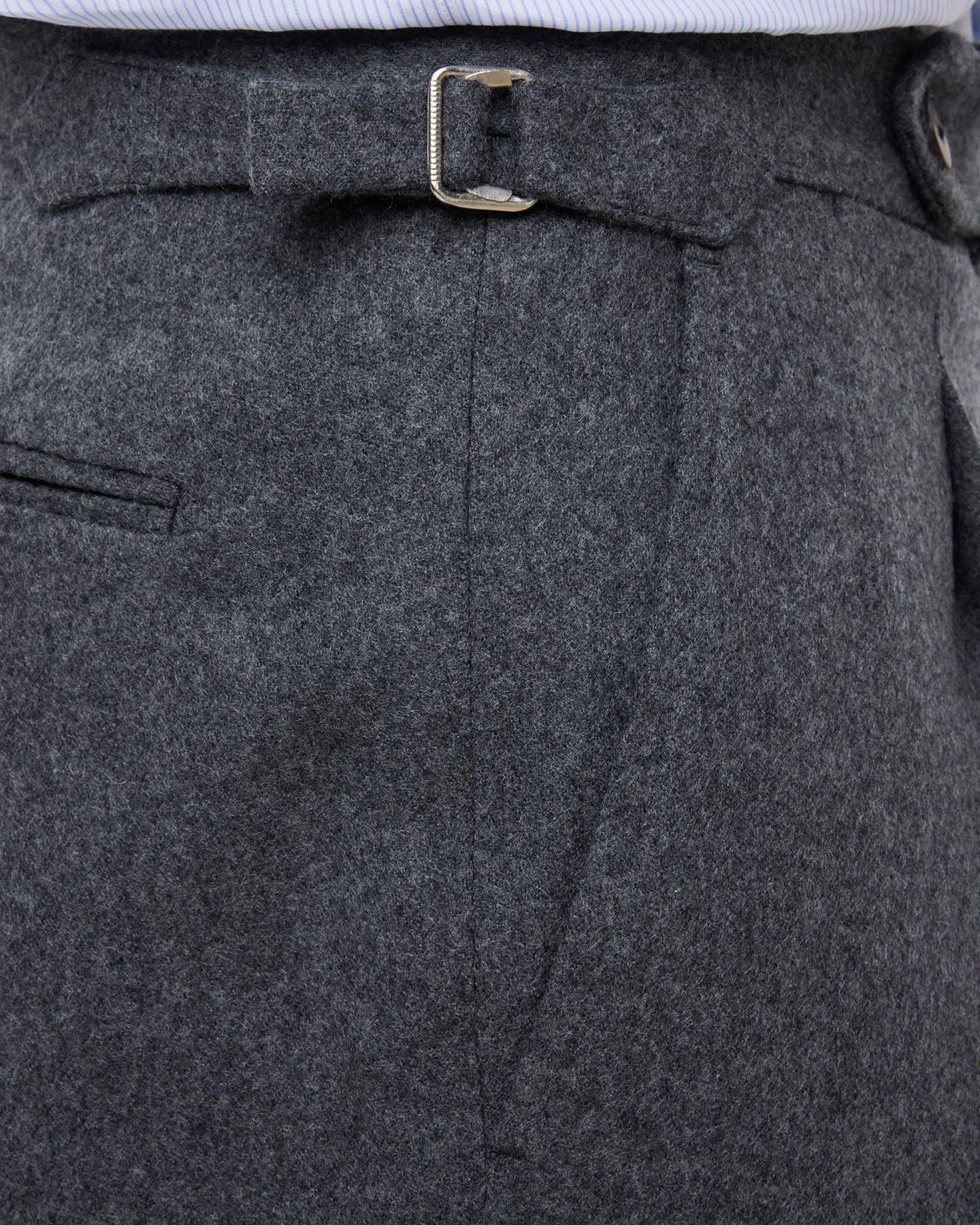 Mid Grey Single Pleat Flannel Trousers