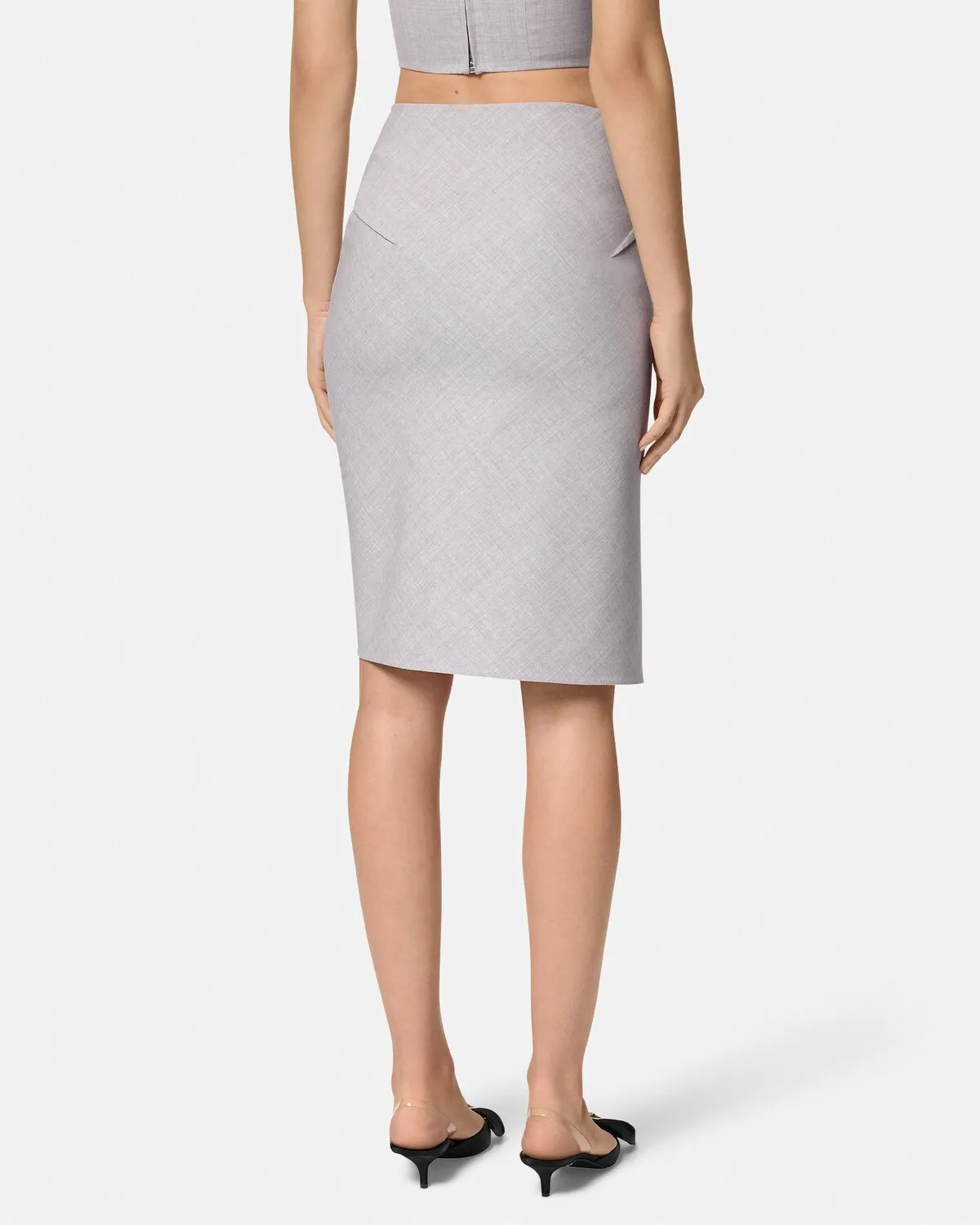 Mélange Slit Pencil Skirt