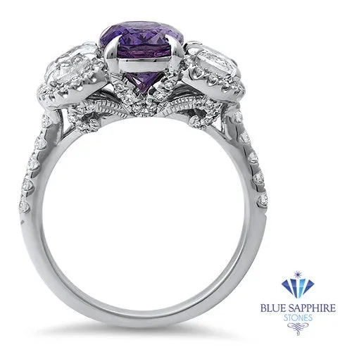 Multicolor Sapphire Ring with Diamond Halo in 18K White Gold