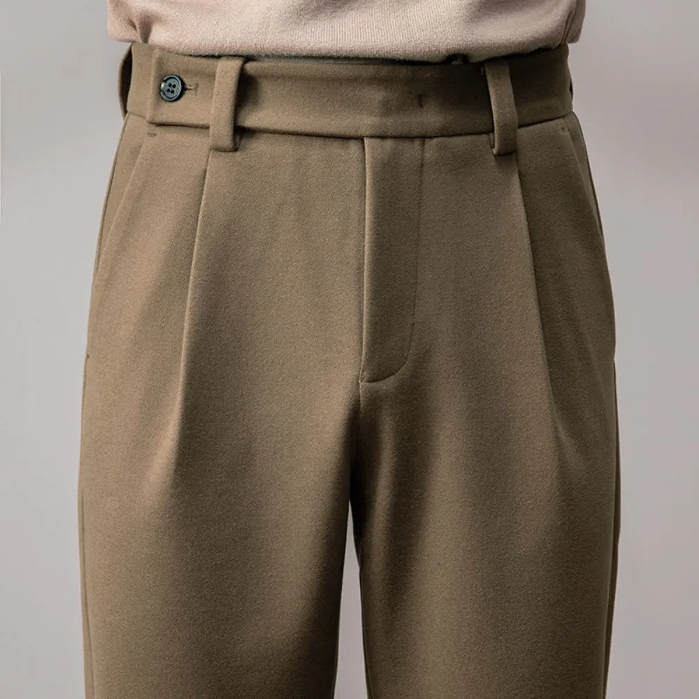 MV Thickened Woolen Straight-Leg Trousers