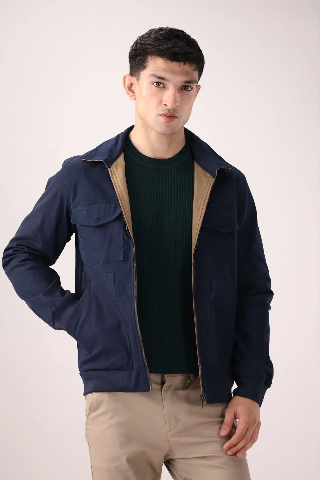 Navy-Brown Double-Sided Jacket