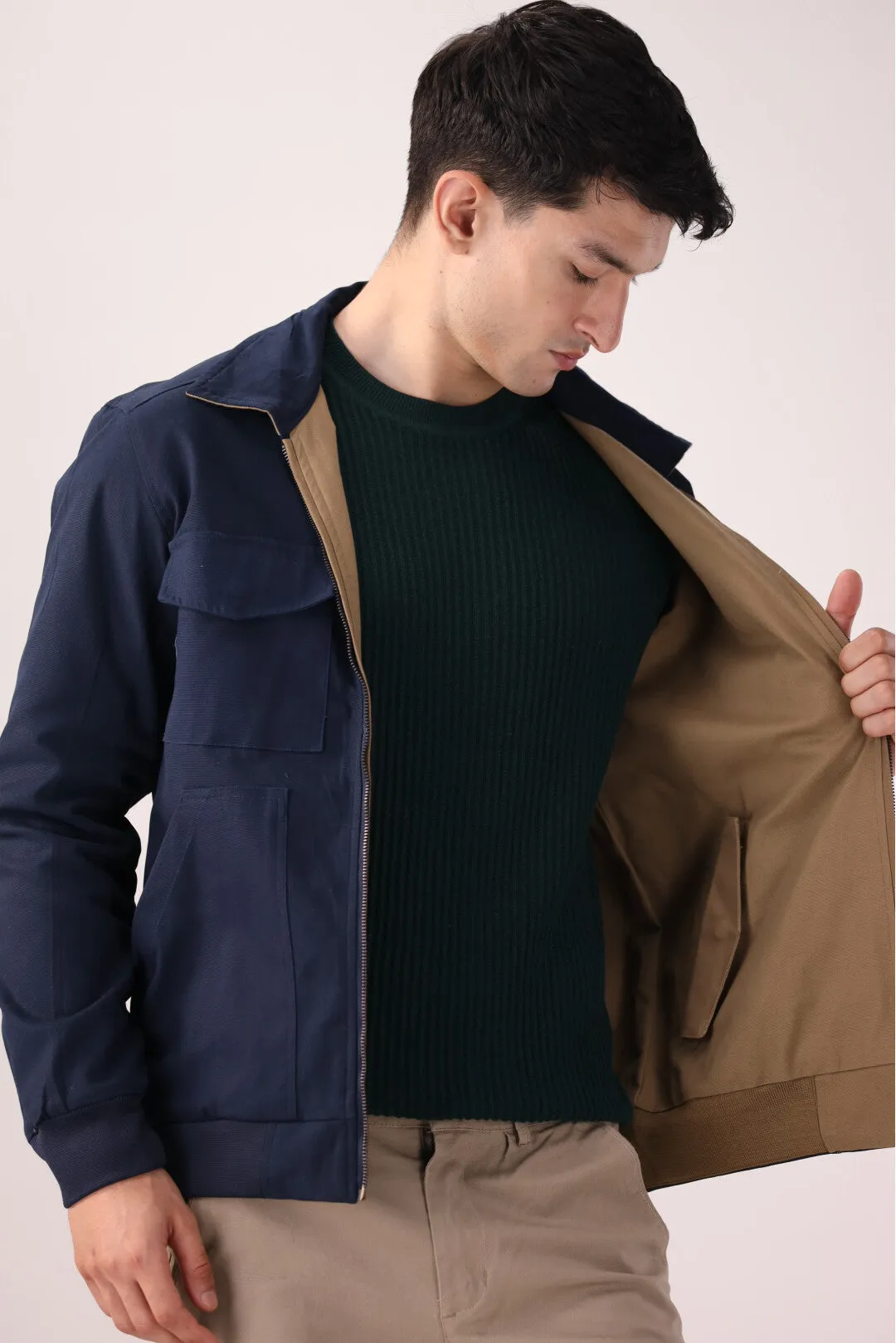 Navy-Brown Double-Sided Jacket