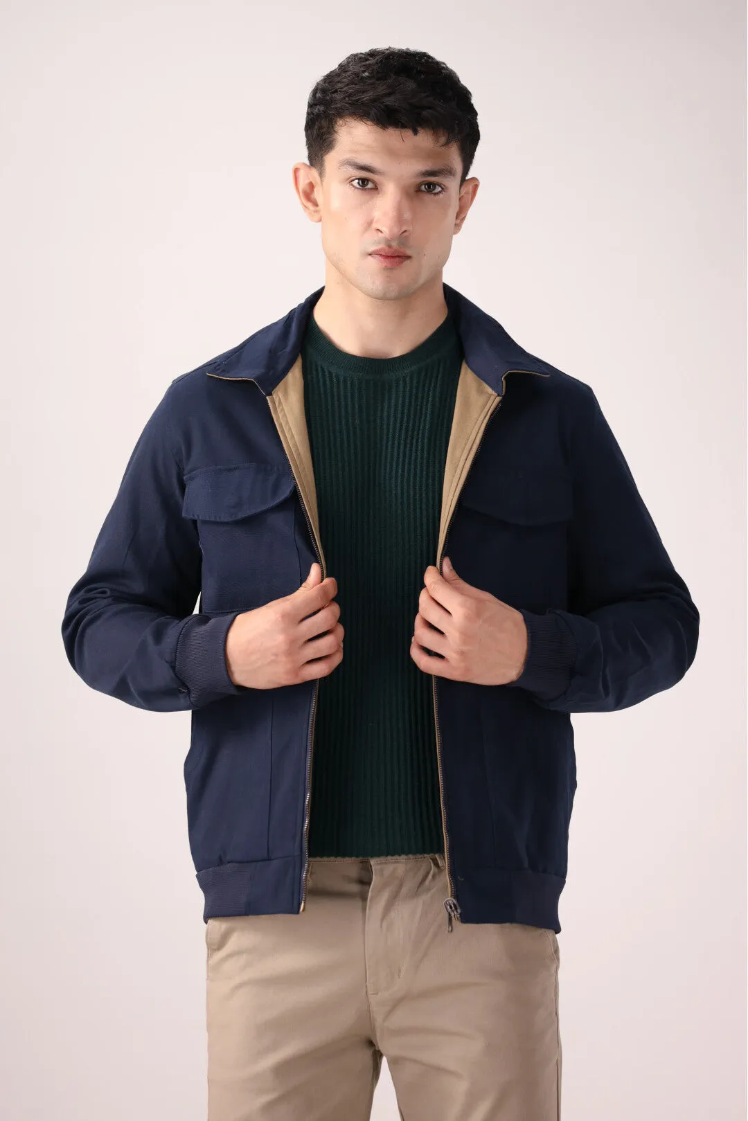 Navy-Brown Double-Sided Jacket