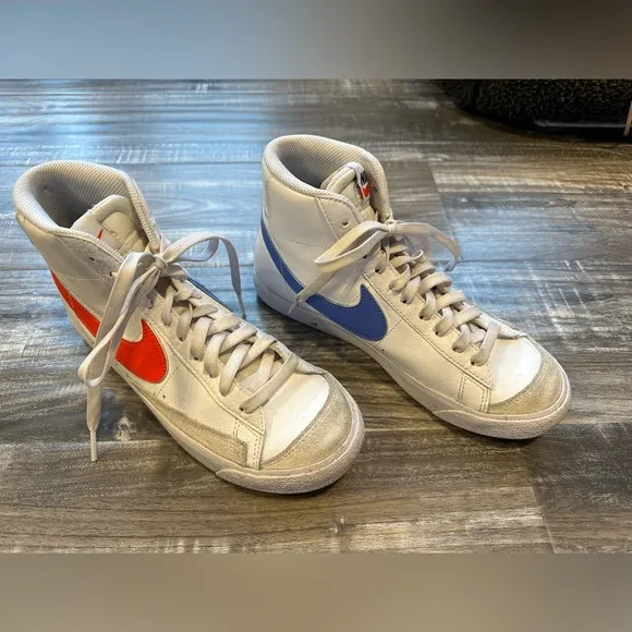 Nike Blazers blue and red swoosh, worn but good condition