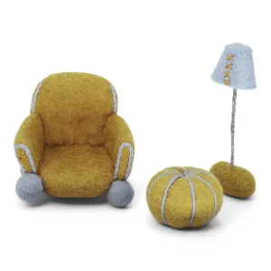 Ochre Chair, Pillow and Lamp by Én Gry & Sif