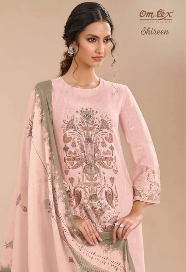 Om Tex Shireen Linen Digital Print Embrodered Handwork Salwar Kameez
